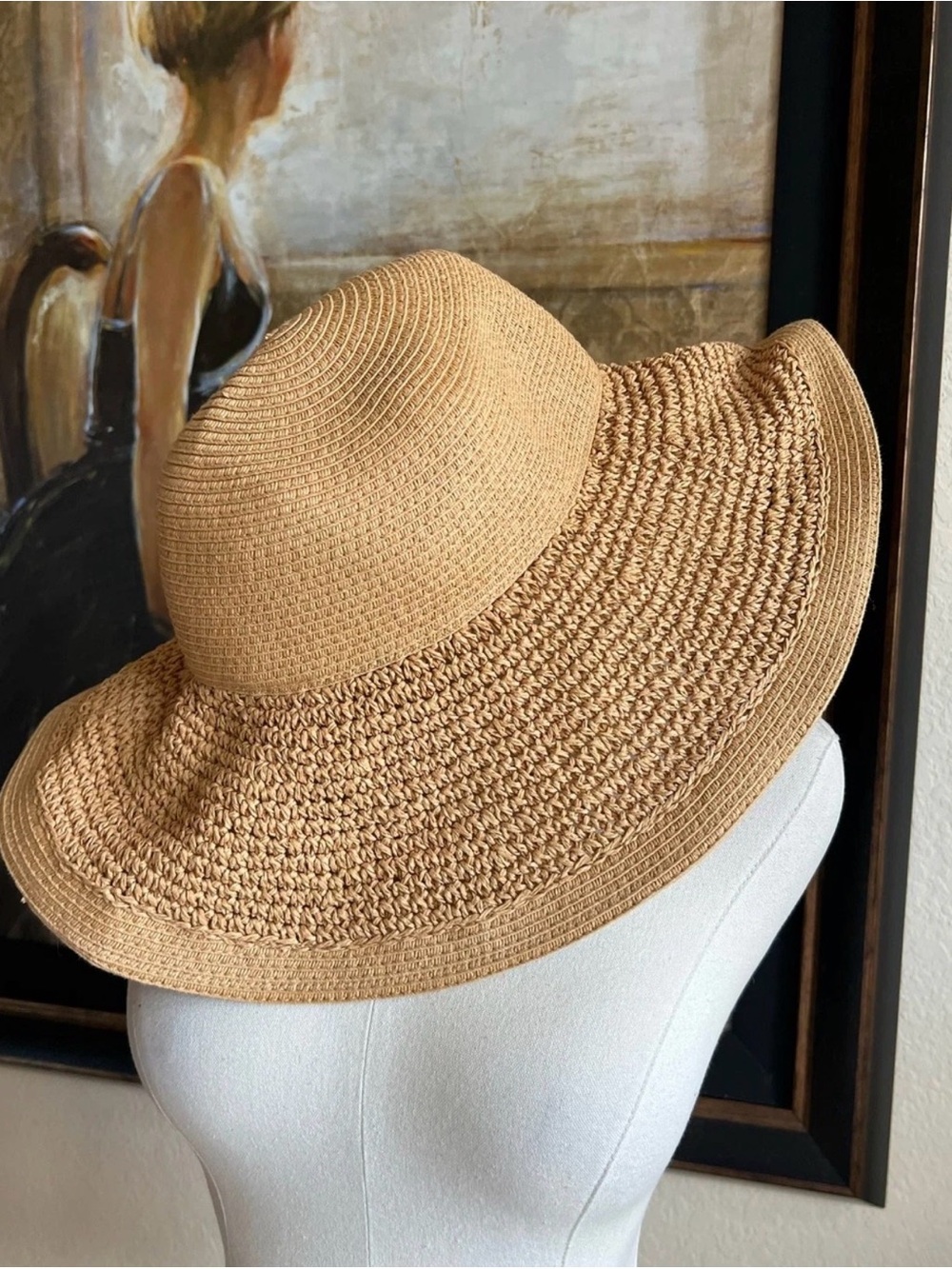 J. Crew Woven Straw Wide-Brim Sun Hat in Tan